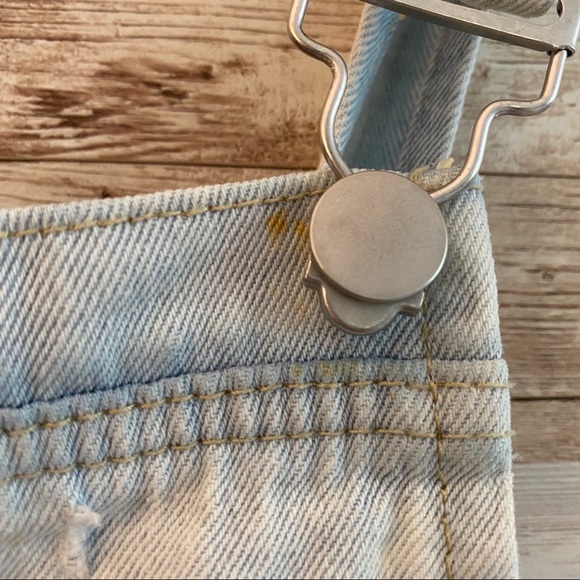 F21 Light Denim Distressed Overall Dress - Picture 6 of 12